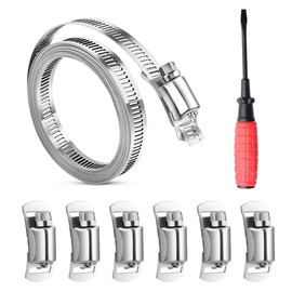 2.5 m Clamp Hose Stainless Steel 304 Hose Clamps Strap with 6 Screw Clamp and Screwdriver Hose Clamp Set for Home Gas Pipe Water Pipe Tank Automotive Tubing (2.5 m x 1/2 inches)