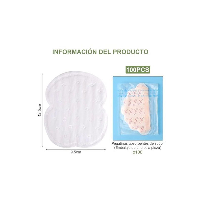 100 Pcs Almohadillas Absorbentes Desechables para el Sudor en Las