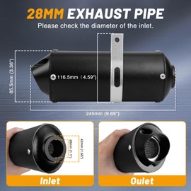 Tongze 28mm 1.1in Dirt Bike Exhaust Muffler Silencer Universal For Pit Bike/Mini Bike/Quad/ATV/Mower/ 4 Wheeler/Dune Buggy 50cc 110cc 125cc, Packed With Mounting Clamp Bracket And Spring(Grey)