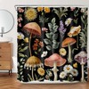 DEMCEAR Country Mushroom Floral Shower Curtain,Black, 72W X 72L inches
