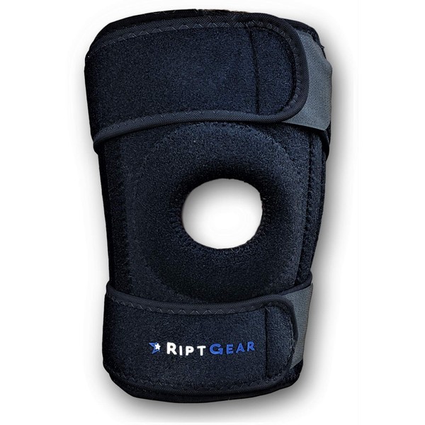 RiptGear Open Patella Knee Brace with Adjustable Side Straps - Designed to Reduce Pressure on Knee Cap - X-Large, Left Knee