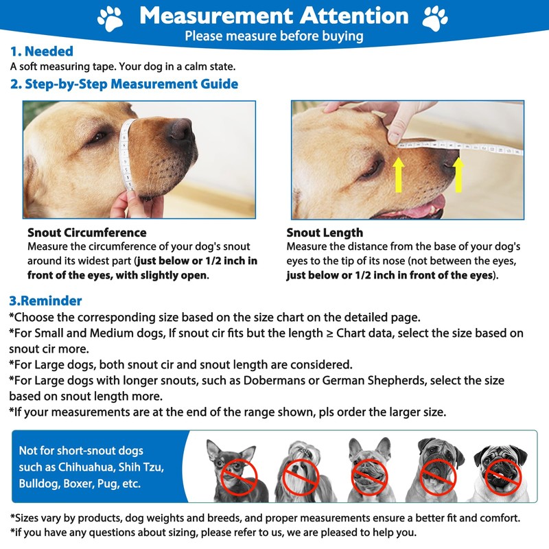 Mayerzon Dog Muzzle, Breathable Basket Muzzles for Small, Medium, Large