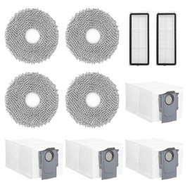 Rrochio 10 Stück Staubsauger Zubehör Kit für roborock Qrevo S,Qrevo MaxV,Qrevo Pro,Qrevo Plus,Qrevo Curv,Set enthält 2 Filter,4 Wischtücher,4 Staubbeutel