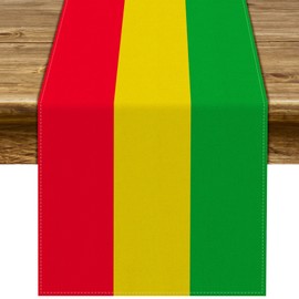 Sunwer Reggae Table Runner One Love Black History Month Juneteenth Jamaican Music Rasta Party Decoration Indoor Outdoor Table Cover Decor Home Kitchen Dining Room (13" x 72")