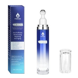 POEROES- Potente fórmula de suero para ojos con 8% de cafeína, 8% de retinol, ácido hialurónico, niacinamida y péptidos para reducir la hinchazón, las ojeras, las líneas finas y las arrugas alrededor