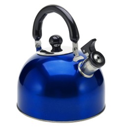 Stainless Steel Stovetop Whistling Tea Kettle 3 Liter (3-Quart) Classic Teapot with Ergonomic Handle, Works on Induction Cooktops-Blue 2409