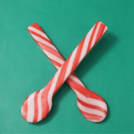 Christmas 2024 Edible Candy Cane Stirring Spoons and Shot Glasses, Red and White Peppermint Flavored Utensils, 24 Spoons, 3 Glasses