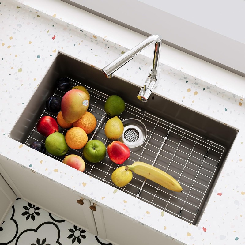 jkxoo 27-9/16" x 14-9/16" Sink Grid, Stainless Steel Sink Protectors