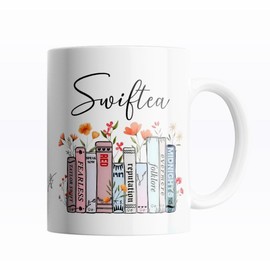 Taza de cerámica de 325 ml para café, apta para microondas, diseño Swiftea para fans de T.Swift - diseño divertido, taza para té o café