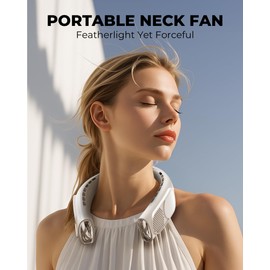 Portable Neck Fans that Blow Cold Air, Wearable Bladeless Neck Fan, Rechargeable 360°Personal Fan Neck Cooler, 3-Speed, LED Display, 4000mAh, Type-C Port, For Travel, Outdoor, Birthday Gift for Women