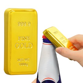 Magnetic Bottle Opener, Stainless Beer Opener with Strong Magnet, Stick to Refrigerator, Gold Bullion Design