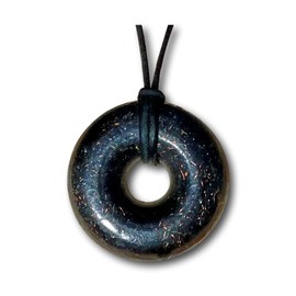 Orgonite® Pendant - Orgone Generator® Necklace - Black Sun Orgonite® Donut Necklace - Jewelry - 30" Black Leather Cord
