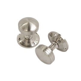 VIBE Ribbed Mortice Knob on Satin Chrome Door Handle Knob on Satin Chrome for Internal Doors