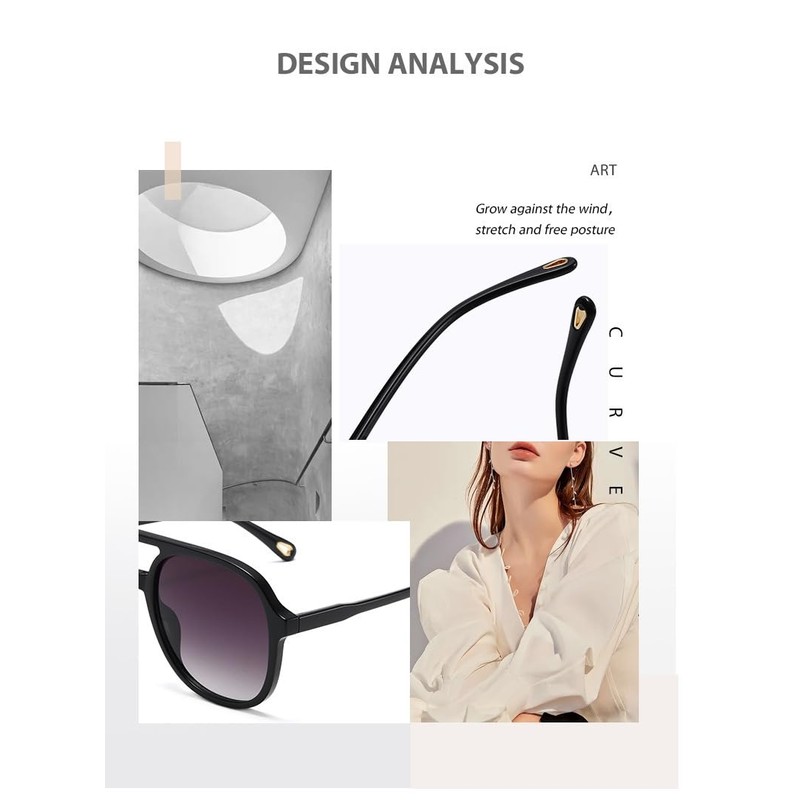 OSAGAMA Vintage Polarisierte Sonnenbrille Pilot Brille Oversized Sunglasses für Damen