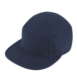 Solid Cotton Twill Square Flat Brim Adjustable Camper Cap (Navy)