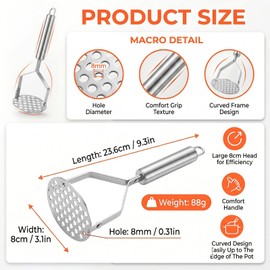 Starfa lab Potato Mashers Food Grade Stainless Steel,Dishwasher Safe