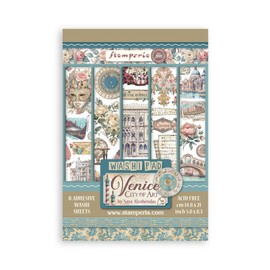 Stamperia - Washi Pad for Scrapbooking, Albums, Card Making, Bullet Journalling and More, Translucent and Easy to Cut, Acid Free, Perfect for Crafts and Gifting (Venice, City of Art) (A5) (8 Sheets)