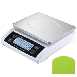 Tellegloww Large Digital Kitchen Scale 66LB 30kg Food Scale with Dough Scraper Stainless Bread Scale with LCD Display Commercial Weighing Devices for Baking Cooking (White)