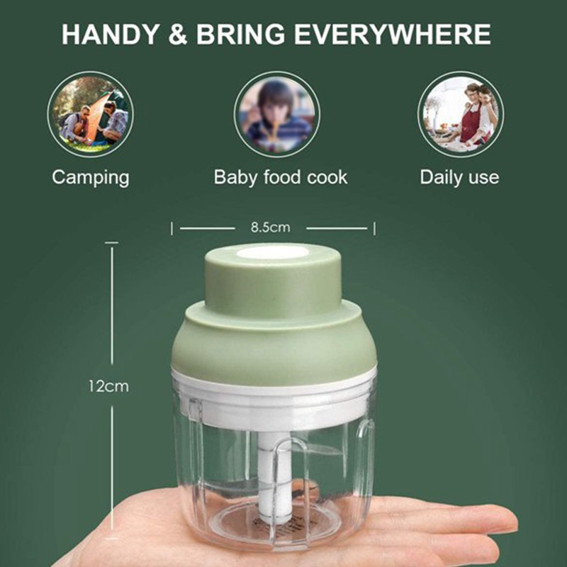 Electric Garlic Chopper USB Charging Cordless 3 Blades Garlic Masher
