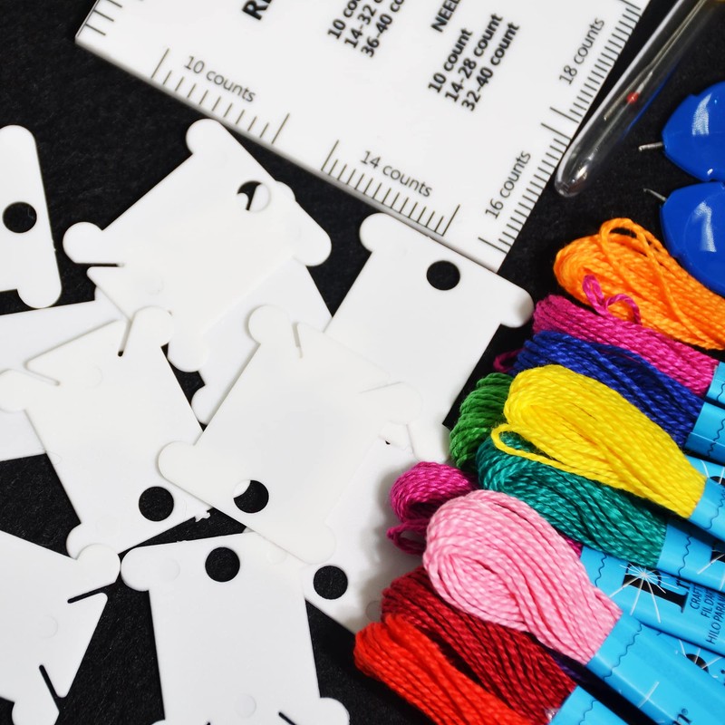 UPTTHOW 14 PCS Cross Stitch Tool Reference Ruler Needle Gauge