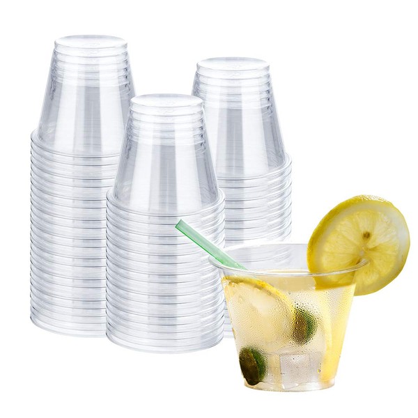 TashiBox [9oz - 150 Cups] Plastic Cups Clear - Disposable Tumbler for Cocktails, Wine and More Essential Party Supplies