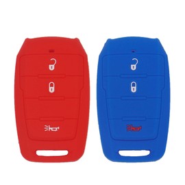 WEIBISS 2 Pack 3 Buttons Silicone Remote Key Fob Cover Protector Case Holder Skin Jacket for 2019 2020 RAM 1500 OHT-4882056, Red Blue