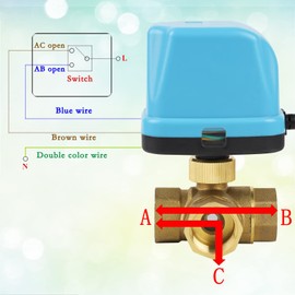 SWAWIS 3-Way Ball Valve Motor Ball Valve Zone Valve DN15 G1/2 Inch AC 230 V Motor Valve Electric Valve Brass Shut-Off Switch Ball Valve Two-Way Valve for Flow Control