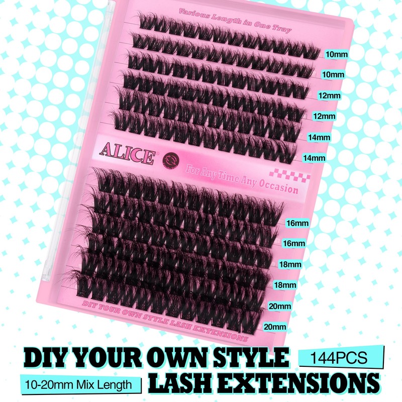 Lash Clusters DIY Lash Extensions 10-20MM Cluster Eyelashes 144pcs Wispy