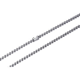 SINLEO Titanium Stainless Steel Small Beads Ball Chain Necklace for Men Women Dog Tag Link Chain Silver 1.5MM 24 Inches