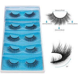 DYSILK 5 Pairs 6D Faux Mink Eyelashes Soft Reusable 006-15.2mm Soft Fluffy Natural Look False Eyelashes Long Lashes Pack with Mink Lashes