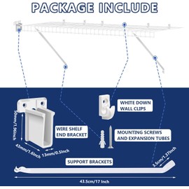 Lettry 12 Inch Wire Shelf Brackets Set, Includes 2Wire Rack Support Brackets,4Wire Shelf Clips and 2 End Brackets,Suitability for Wardrobe and Wall Bracket Installation (2, 12 Inch)