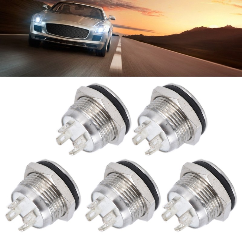 5Pcs Button Switch Stainless Steel Flat Top Button with LED
