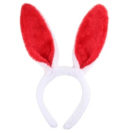 SARATA 1PCS Red Bunny Hairbands Easter Bunny Ears Headband Rabbit Ears Plush Hairband for Holiday Kid's White Soft Touch Bunny Ears Hair Bands for Kids Girls Party