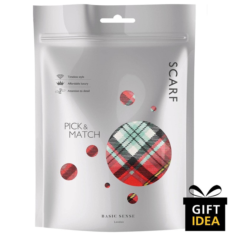 Scottish Check Tartan Satin Scarf, Red