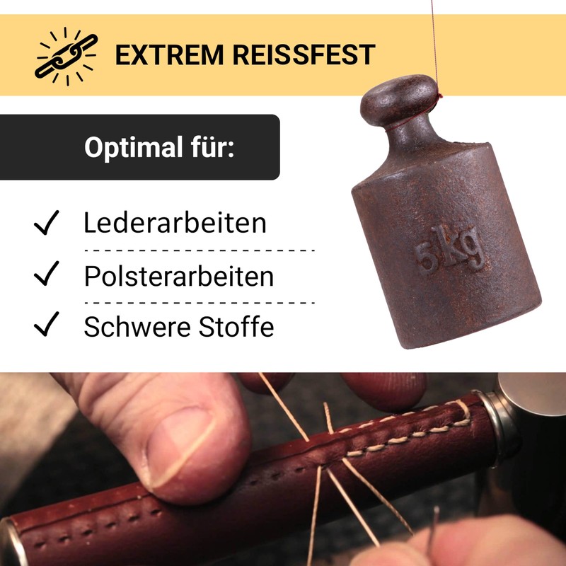 Premium Waxed Leather Thread (250 Metres) - Extra Strong &