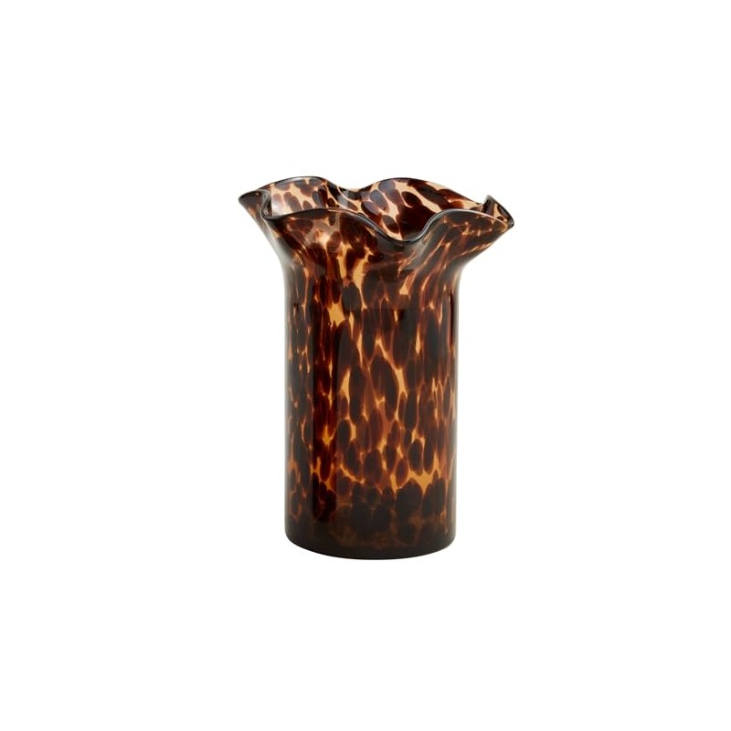 Mud Pie Ruffle Tortoise Glass Vase, Large, 9.5" x 7.25"