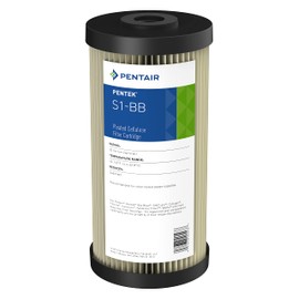 Pentair Pentek S1-BB Big Blue Sediment Water Filter, 10-Inch, Whole House Heavy Duty Pleated Cellulose Filter Cartridge, 10” x 4.5”, 20 Micron