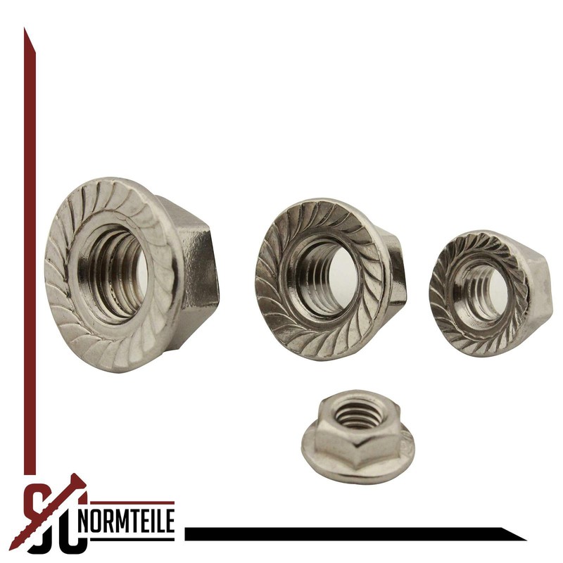Hexagonal Nuts with Flange and Locking Toothing - M6 -