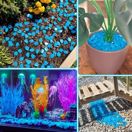 MacroHu 100 Pieces Bright Coloured Pebbles Stones for Garden Aquarium Stones Luminous Gravel Noctilucent Stones Decorative Stones Incandescent Pebbles Resin Fluorescent Pebbles-Dark Blue