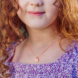 Hidepoo Gifts Disc Initial Necklace - 14K Rose Gold Filled Disc Double Side Letter Necklace Dainty Letter Necklace Alphabet Pendant R Disc Initial Necklace Jewelry Christmas Gift Stocking Stuffers