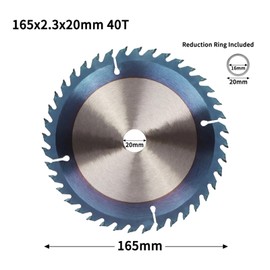 CREAP 1pc TCT Saw Blade 165-255mm Blue Coating Circular Saw Carbide Tipped Woodworking Cutting Discs Power Tools(165x2.3x20x40T)