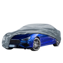 5 Layer Car Cover for Maserati Ghibli 2014-2024 Sedan 4-Door Semi Custom Fit Scratch Protection Windproof Snow-Proof Dust-Proof Full Coverage