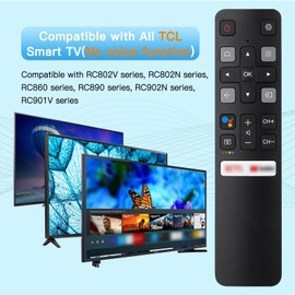 Replacement TCL Remote RC802V for TCL Android TV 4K Smart TV Remote Control No Setup Required, 40S334 50S434 55S434 75S434 40S330 70S430 32S334 55S435 50S435 43S434 32S6500A 65P8S 65P8 (No Voice)