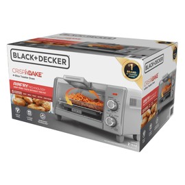 Air Fry 4-Slice Toaster Oven - Fits 9 Inch Pizza - .35 Cubic Feet - Two Control Knobs - Five Cooking Functions - Air Fry, Bake, Broil, Toast, and Keep Warm - Silver & Black