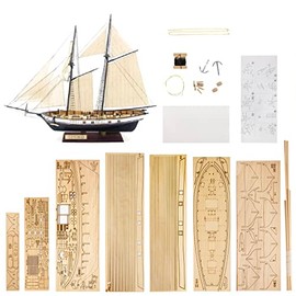 GAWEGM Wooden Ship Model Building Kit - 1/130 Harvey 1847 Sailboat Model for Collections