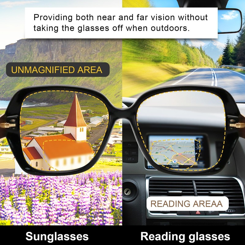 HGIOOIGH - anteojos de sol de lectura bifocales para mujer,