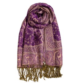 AUSEKALY Pashmina Feel Shawls Wraps for Women Rave Soft Silky Scarf Reversible Men Scarf Purple
