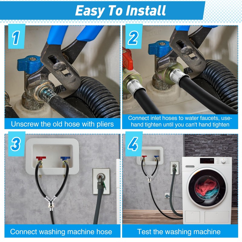 Dreyoo Y Mixer Hose Connector with Washing Machine Hose, 1FT
