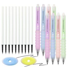 SPOKKI 8 Stück Radierbarer Kugelschreiber, 0.5mm Gelstifte Radierbar, Einziehbare Radierbare Stifte, Radierbarer Tintenroller Schule Bürobedarf Schulsachen (0.5mm Schwarz)