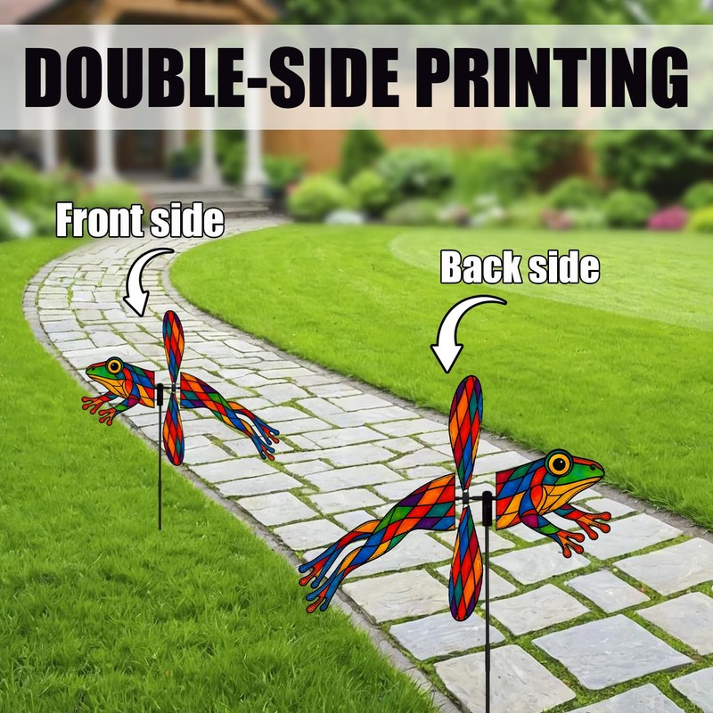 Frog Petite Spinner Outdoor, Frog Wind Spinner for Yard and